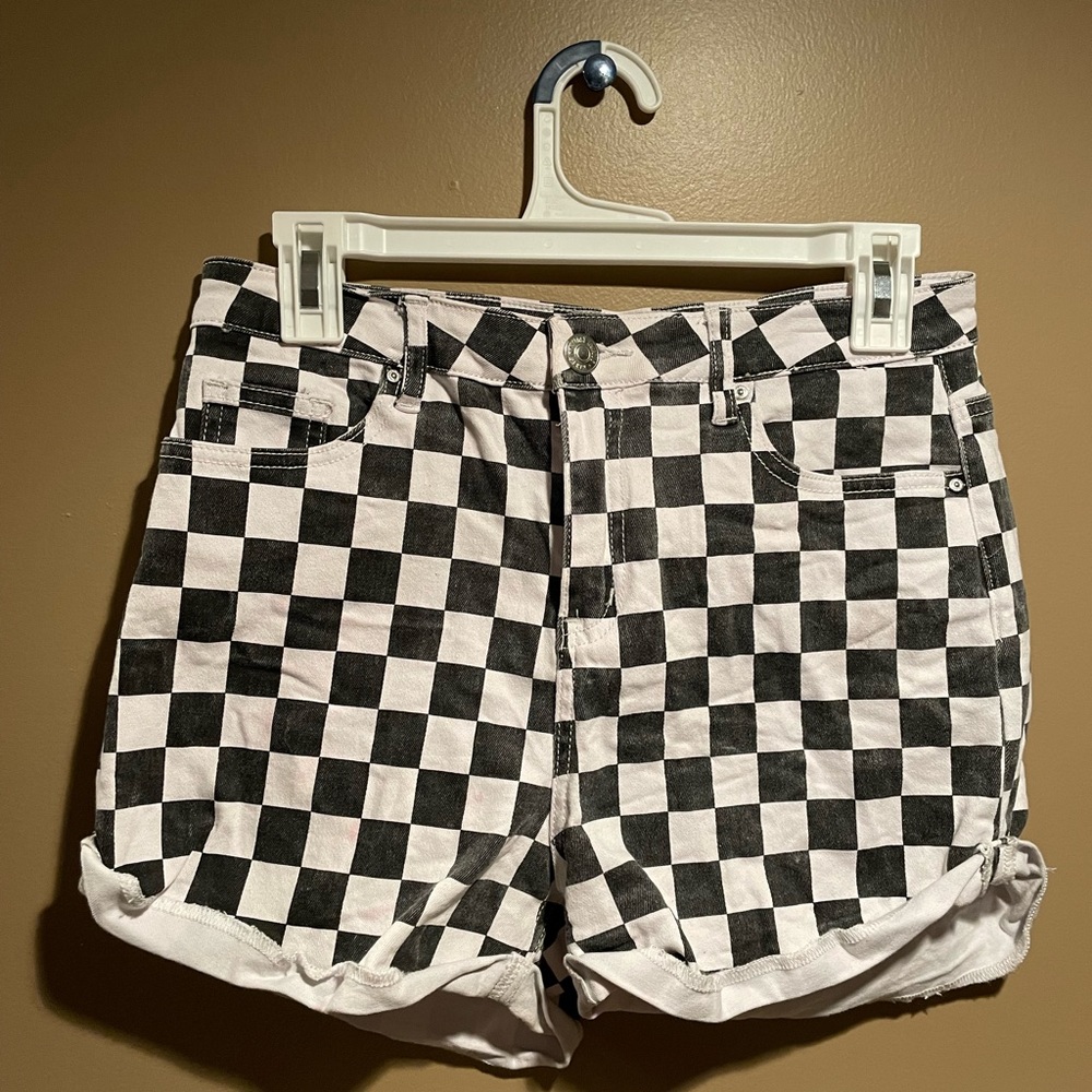 Checkered High Waisted Shorts